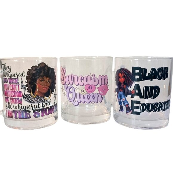 12oz Clear Glass Im Just Out Here Trusting GOD Coffee Mug - Picture 4 of 5